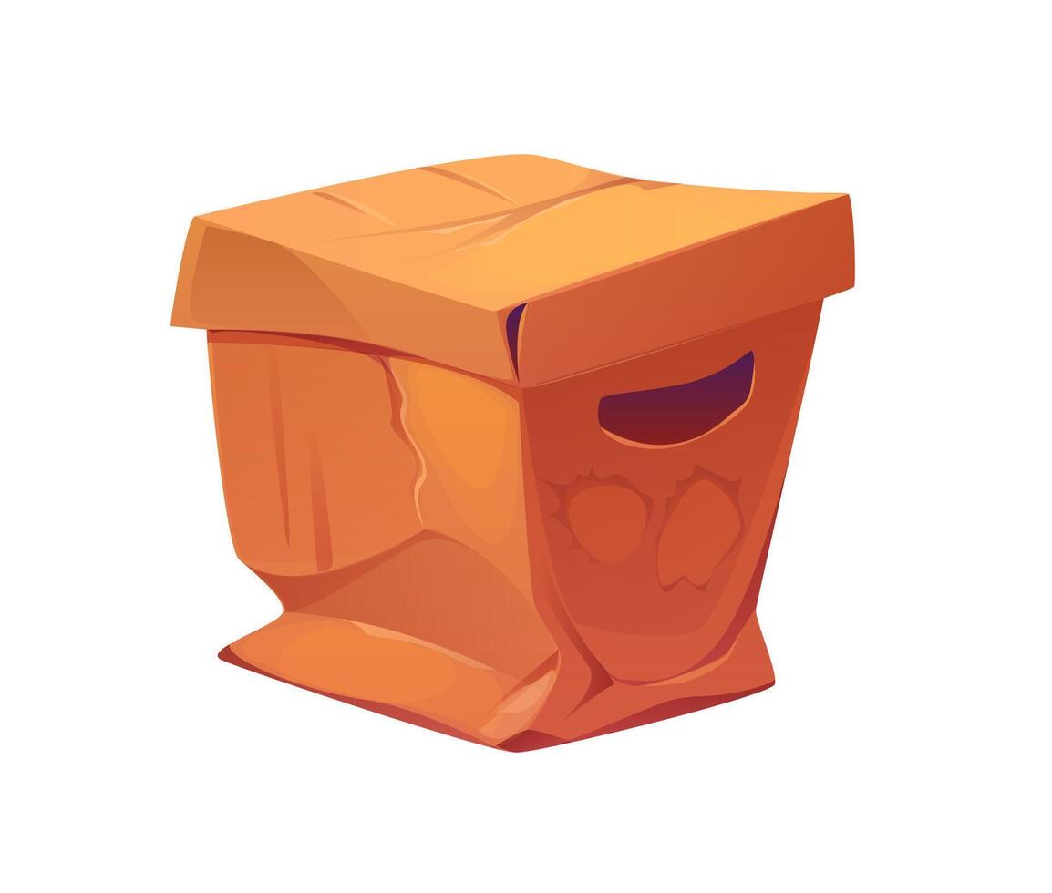 Broken damaged and crumpled cargo cardboard box vector
