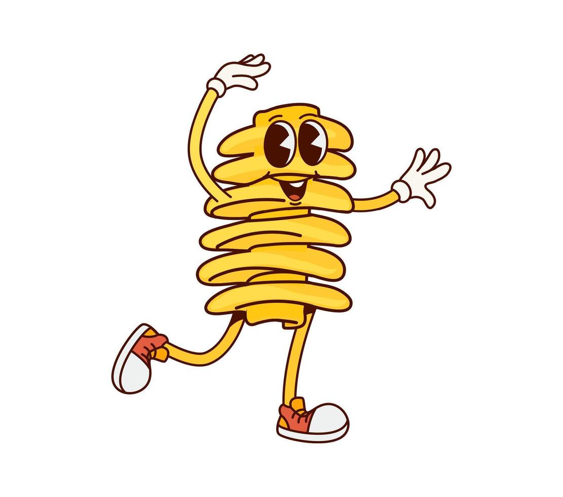 Italian pasta Radiatori groovy cute character vector