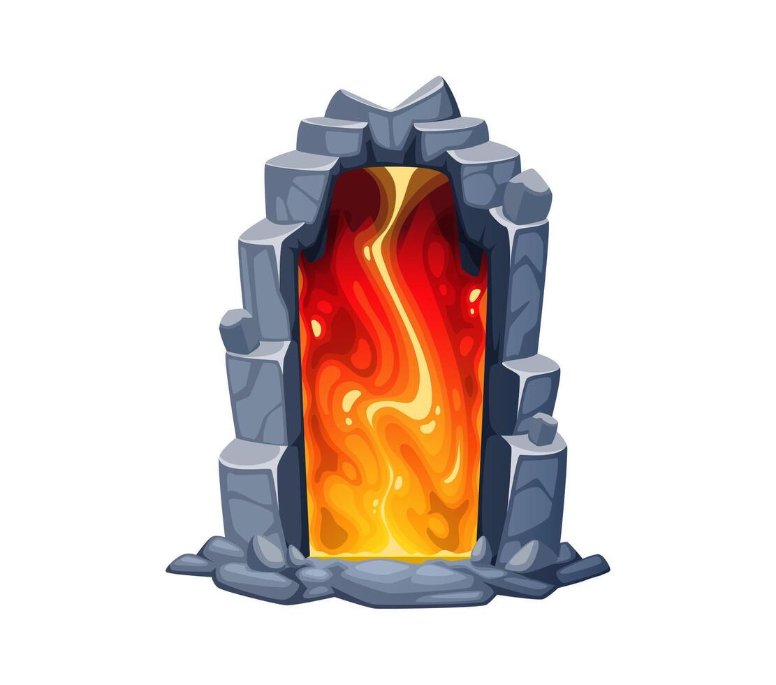 Fantasy game magic portal door with glowing plasma vector