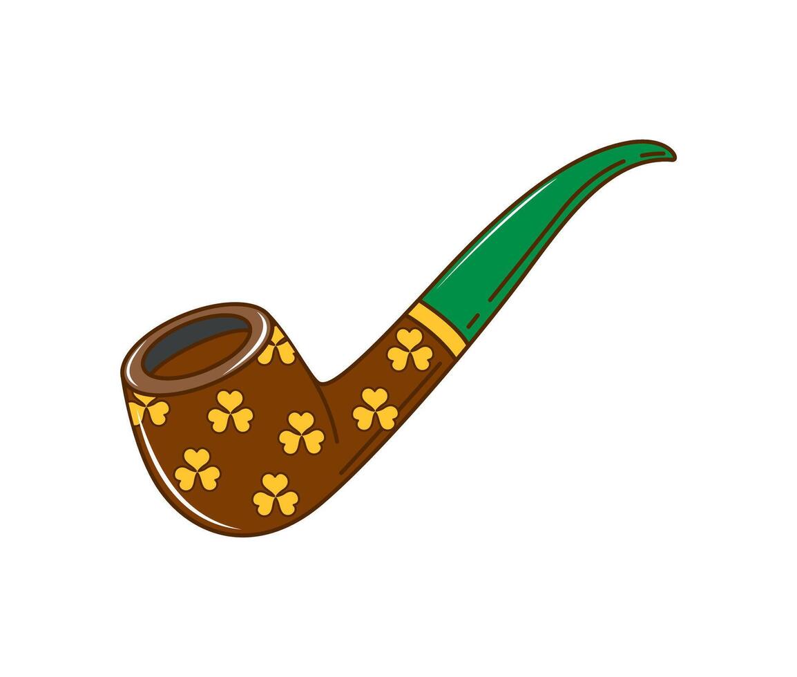 Cartoon leprechaun smoking pipe, cartoon object vector