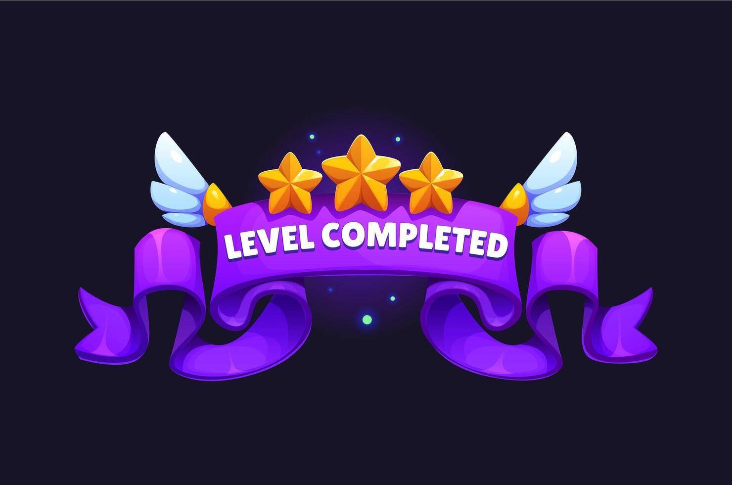 Game asset featuring a level completed badge icon vector