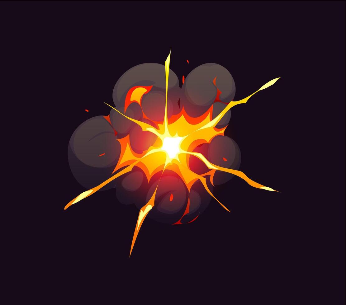 Bomb blast explosion effect, cartoon boom cloud vector