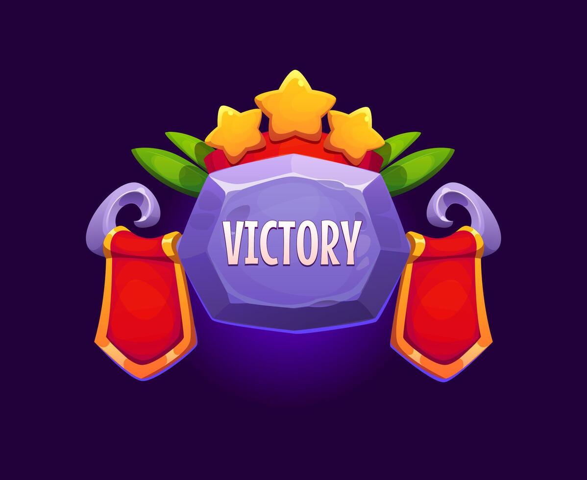 Game victory award, UI reward badge for level win vector