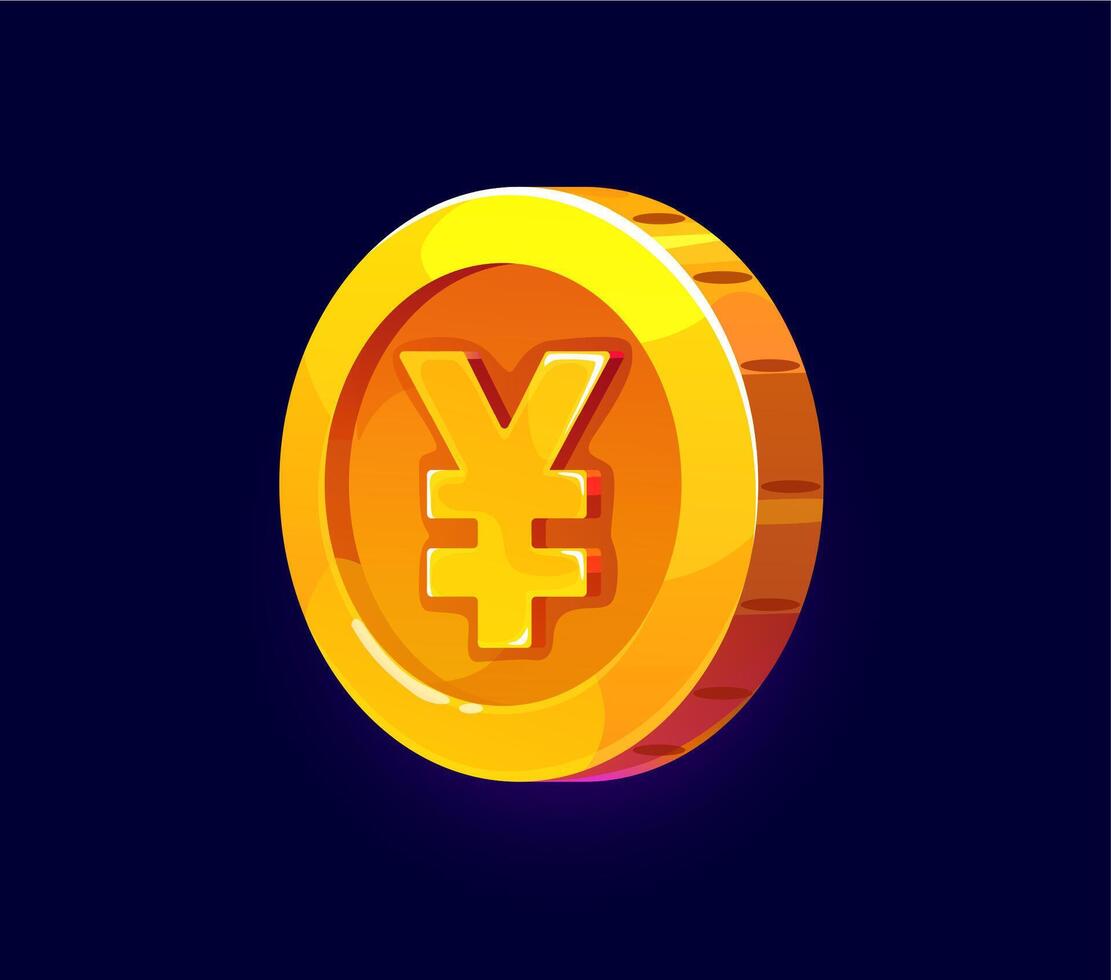 Cartoon golden yen coin game asset, icon vector