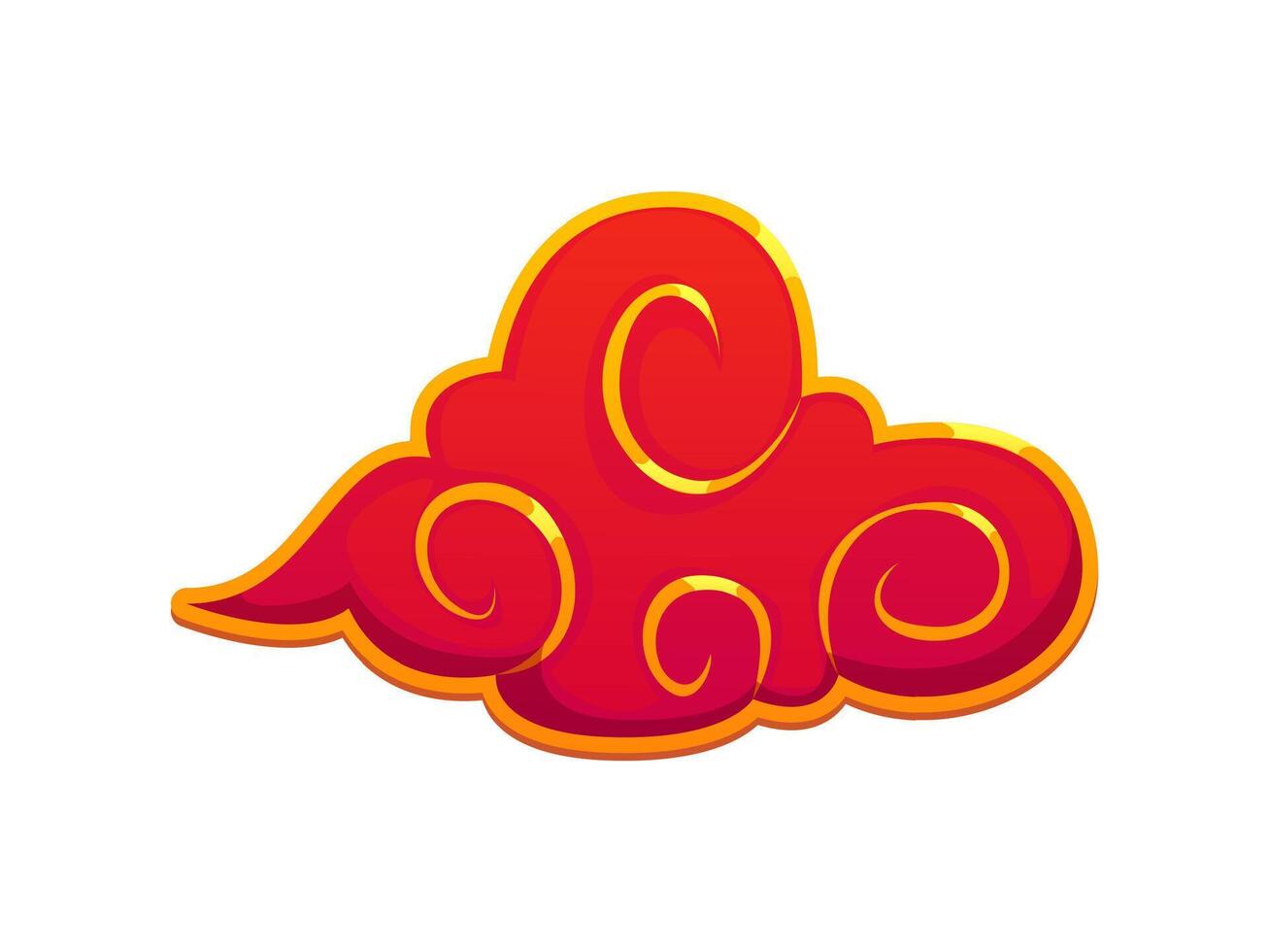 Bright red swirling cloud with golden outline vector