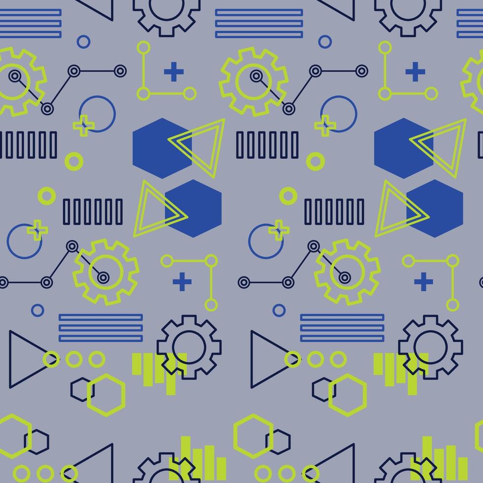 Seamless abstract pattern. Abstract dark blue background with geometric shapes. Modern futuristic background. Technological abstract background. vector