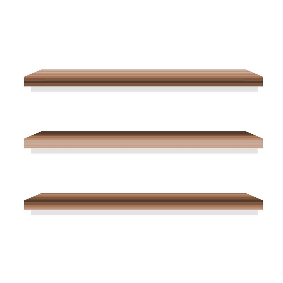 illustration of wooden shelves hanging on the wall. vector