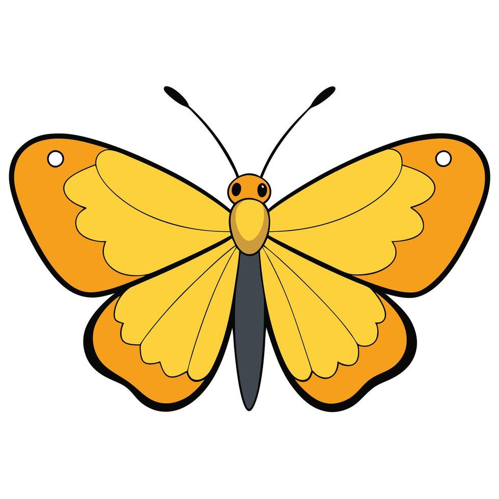 A cartoon butterfly with black wings and yellow body vector