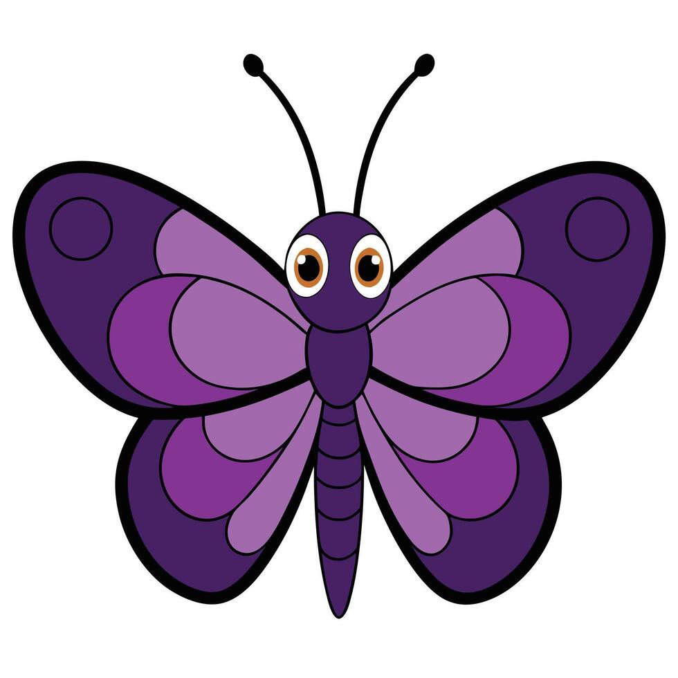A purple butterfly with large eyes and a large black and white vector