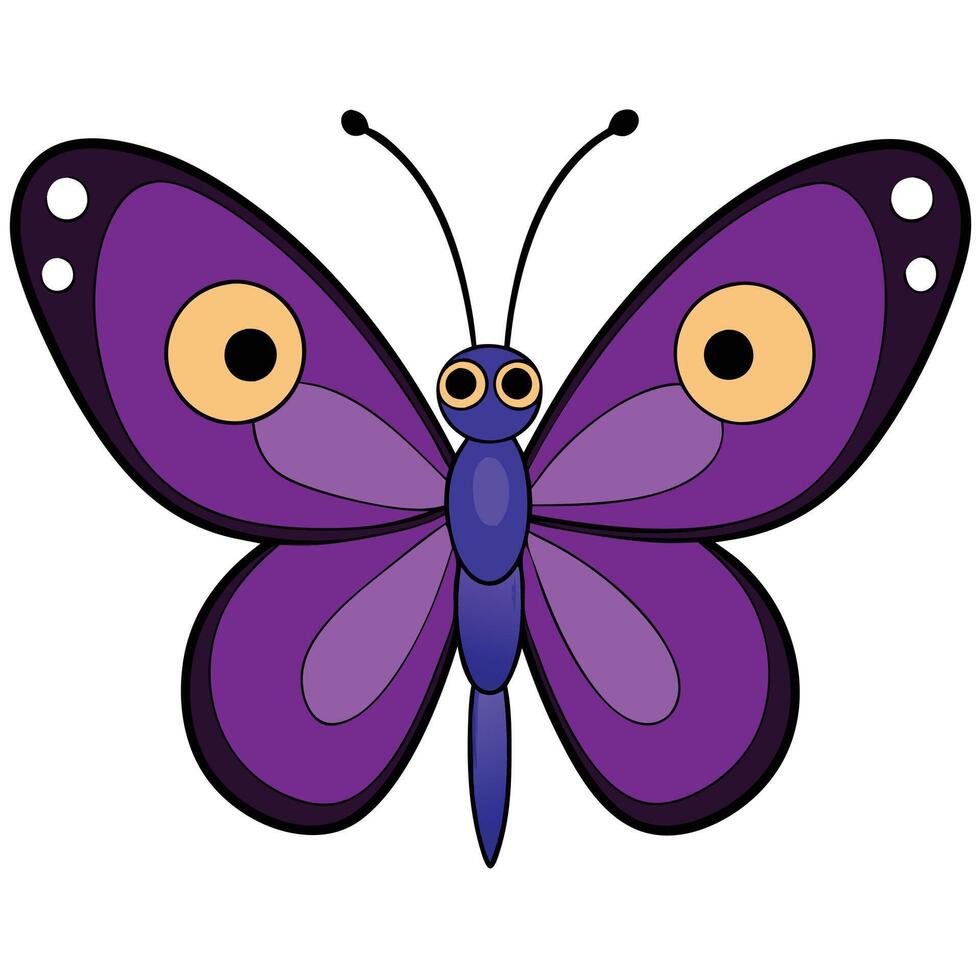 A purple butterfly with large eyes and yellow eyes vector