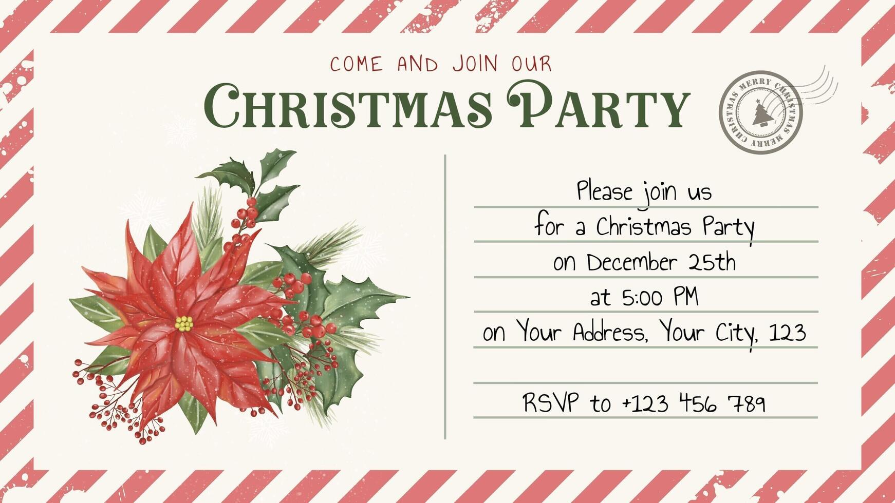 Christmas Party Post Card Invitation Post template