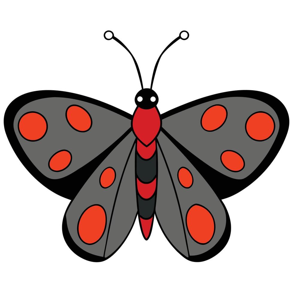 A black and red butterfly with red spots vector