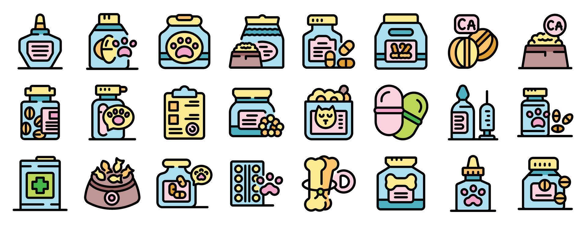 Veterinarian preparing medication and supplements for pets health and nutrition vector