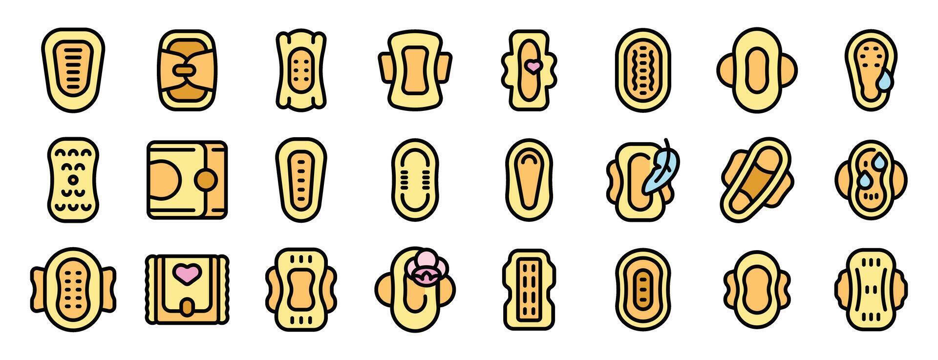 Sanitary pads icons showing menstrual hygiene products vector