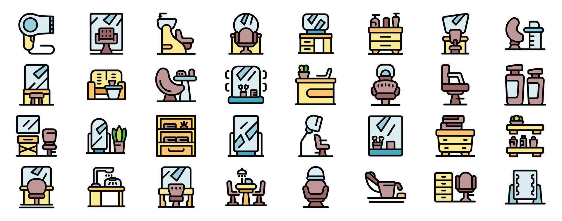 Beauty salon furniture and equipment, providing comfort and style for clients vector