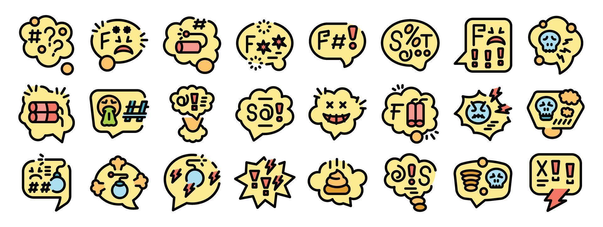 Swear words and obscene speech bubbles expressing negative emotions vector