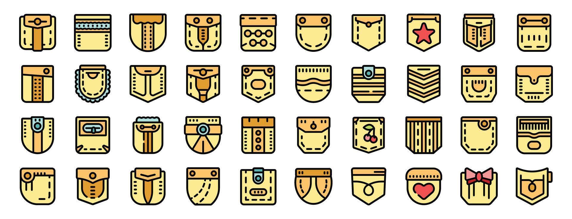 Collection of various pocket styles, exploring diverse designs and functionality vector