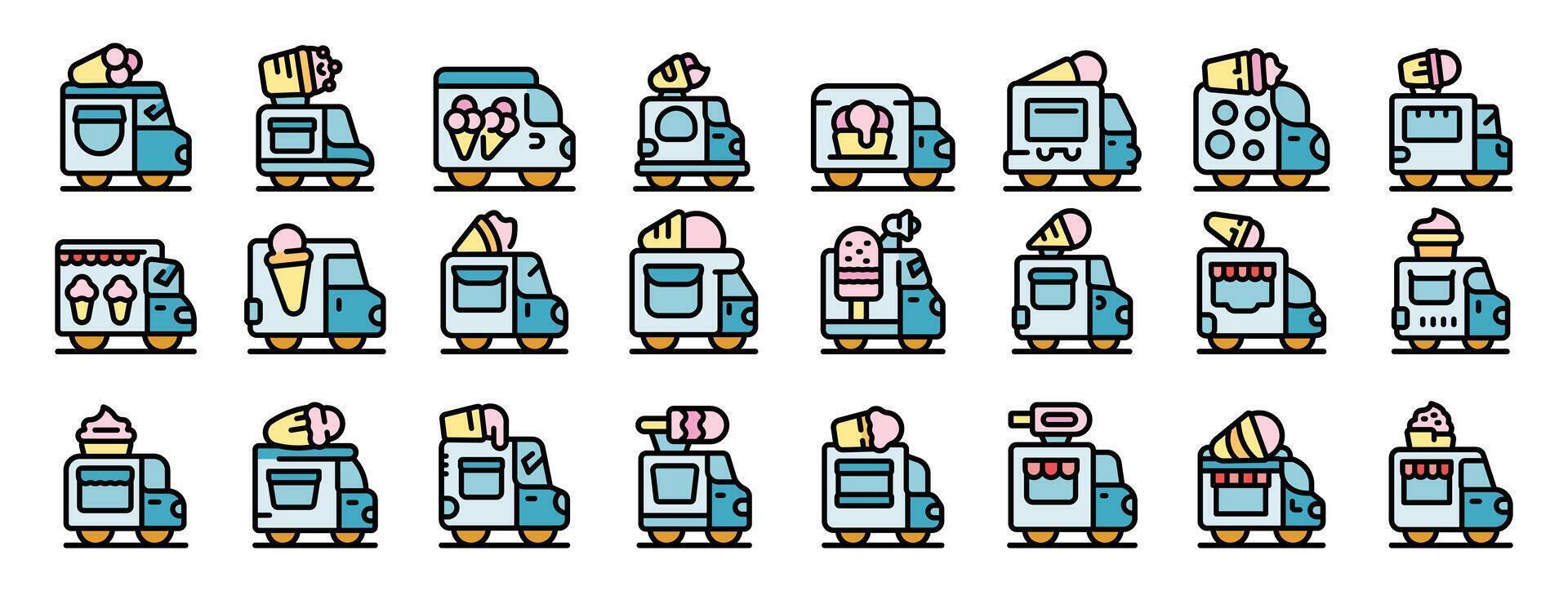 Ice cream trucks serving refreshing treats on a summer day vector