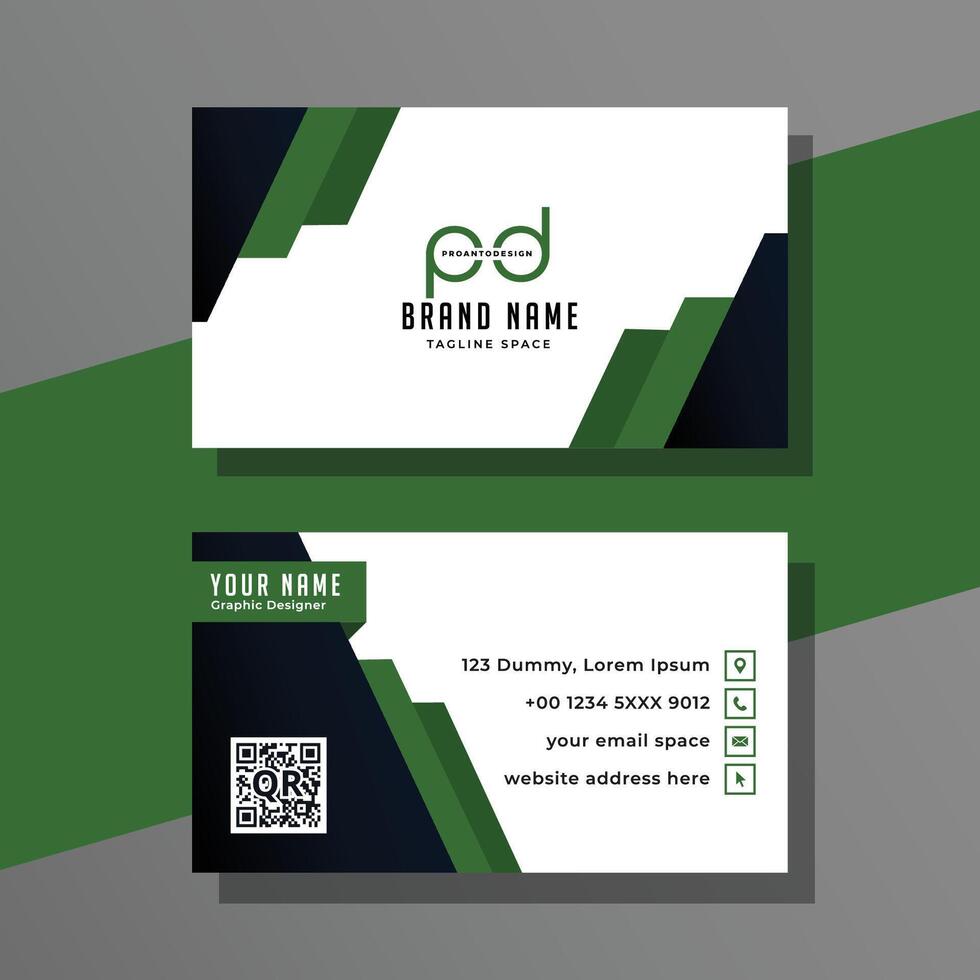 Modern business card template with green and black colors vector