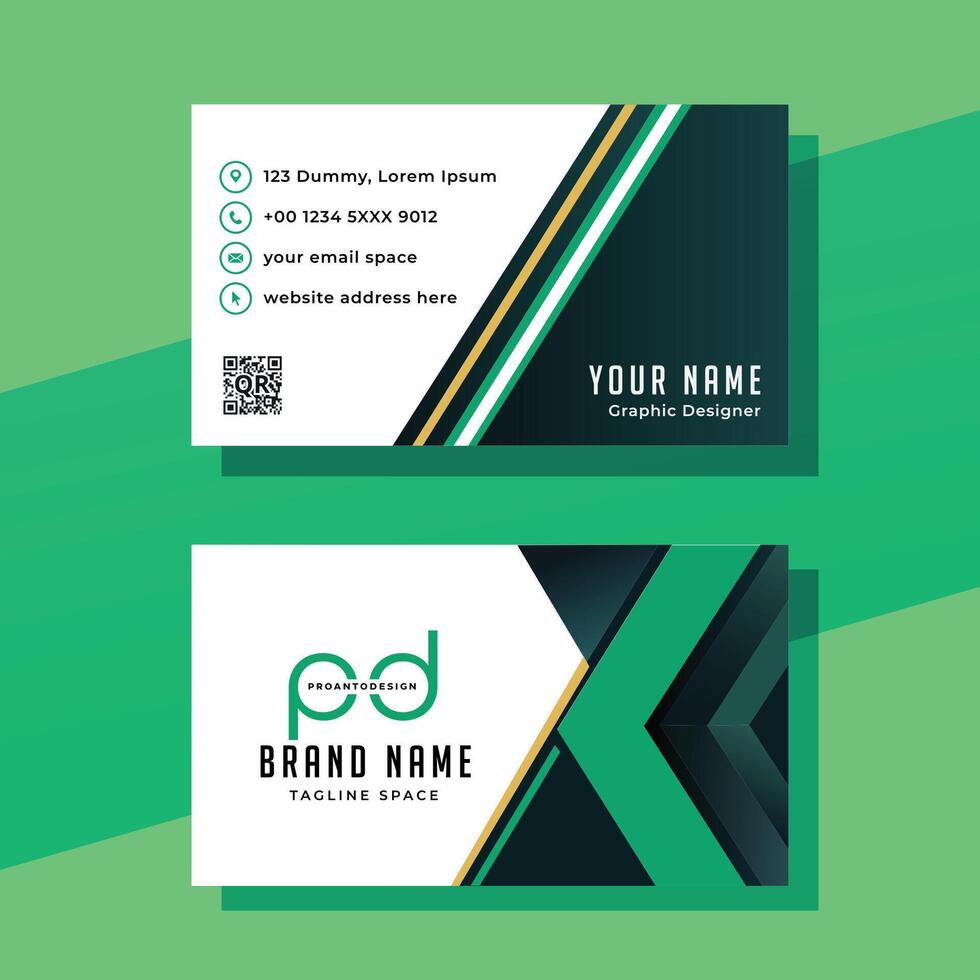 Modern business card template with green and black stripes vector