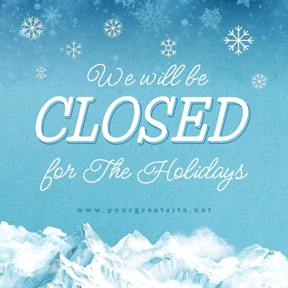 Holiday Announcement with Snowy Mountains for Linkedin Post template