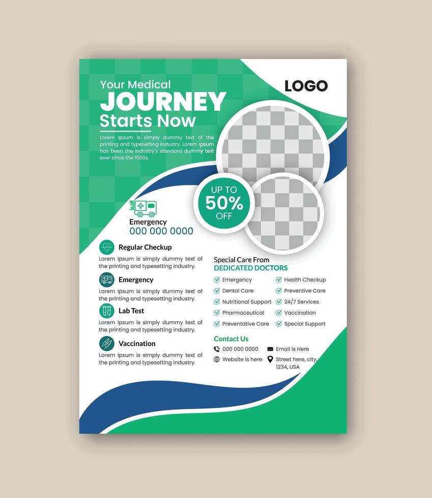Professional Modern Medical Flyer Design for Clinics and Healthcare Services vector