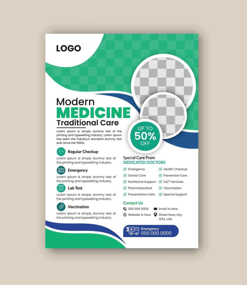 High-Quality Medical Flyer Template for Health Services and Wellness Events vector