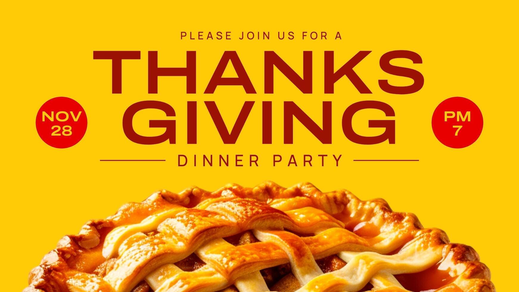 Yellow Thanksgiving Invitation Twitter Post template