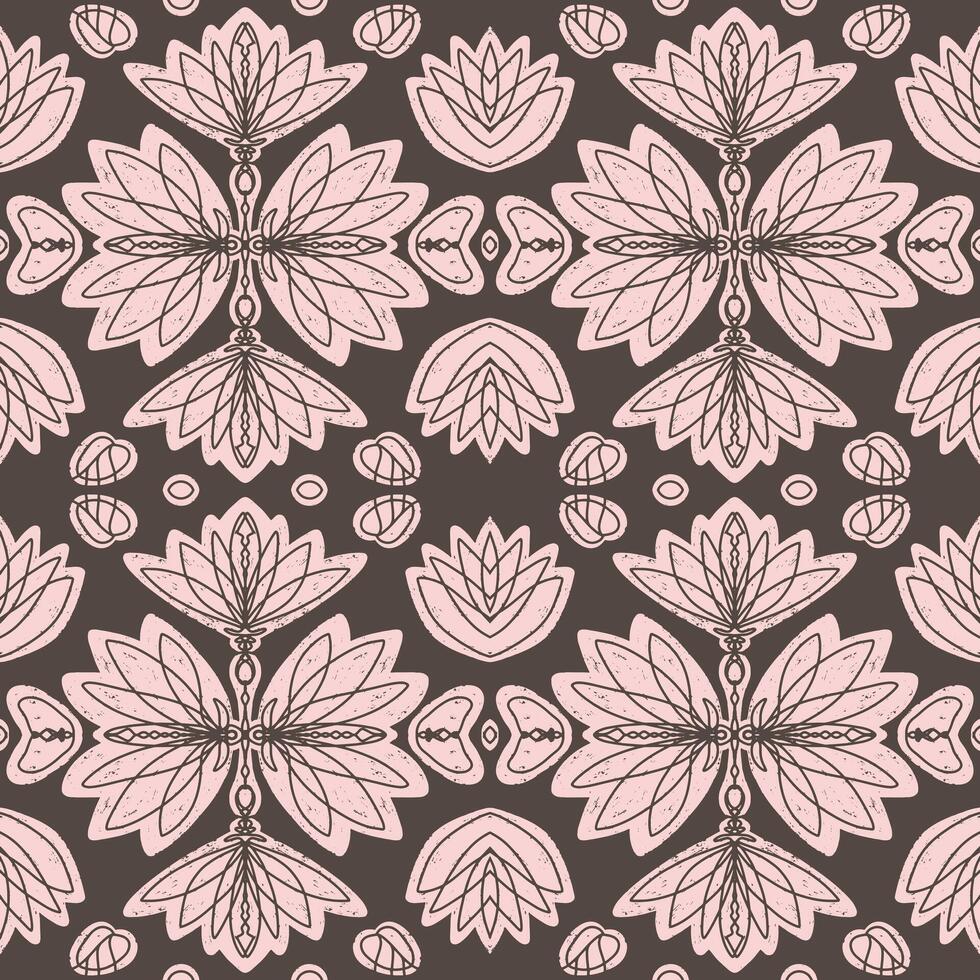 a pattern with pink and brown flowers vector