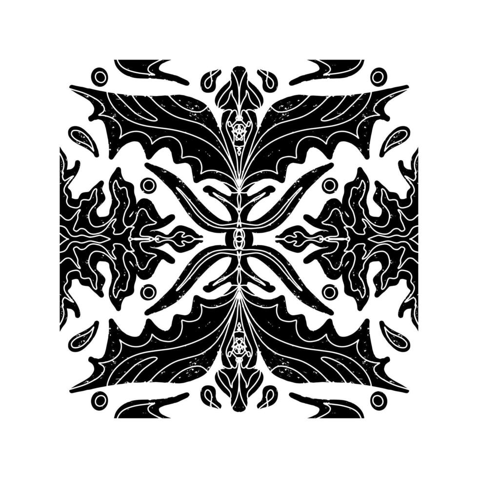 a black and white design with a bat on it vector