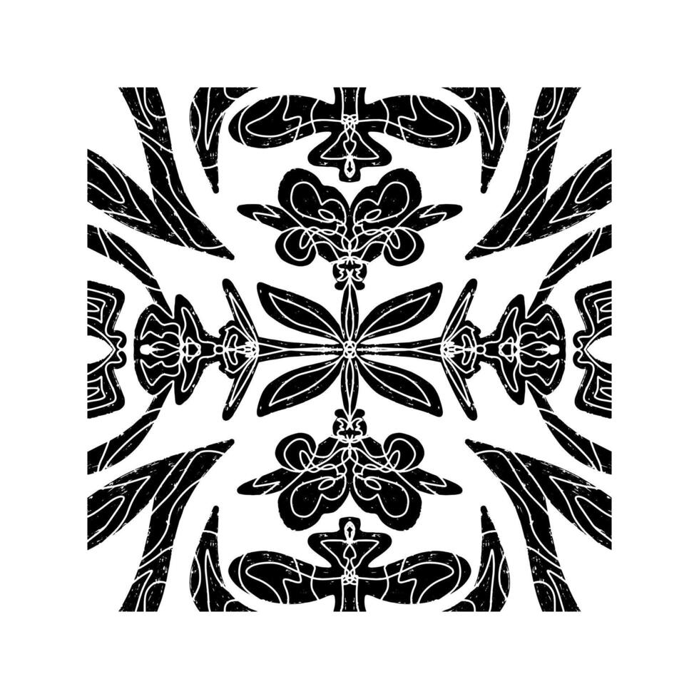 a black and white design with a flower vector