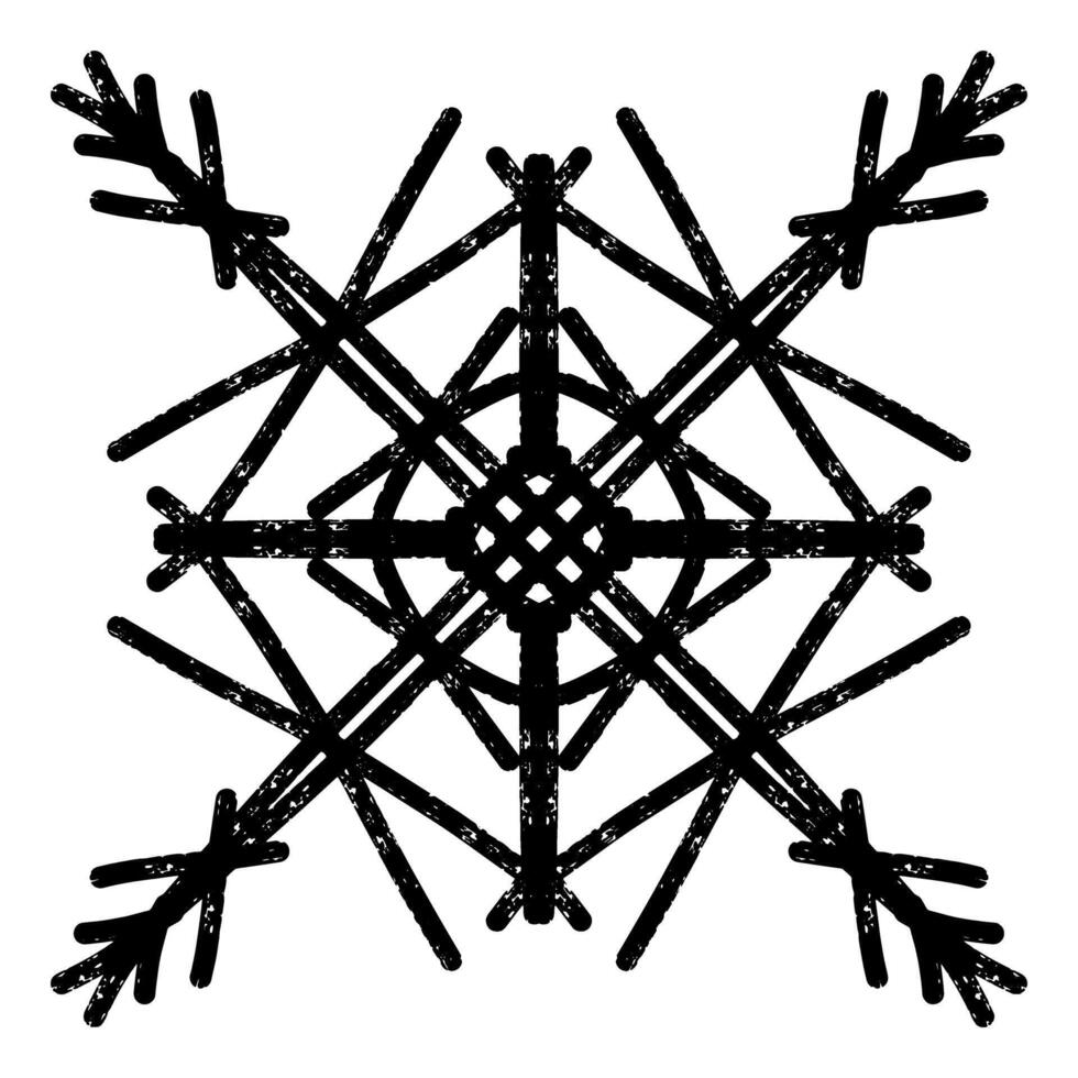 a black and white drawing of a snowflake vector