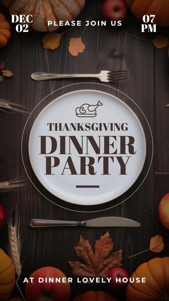 Thanksgiving Dinner Party Invitation Instagram Story template