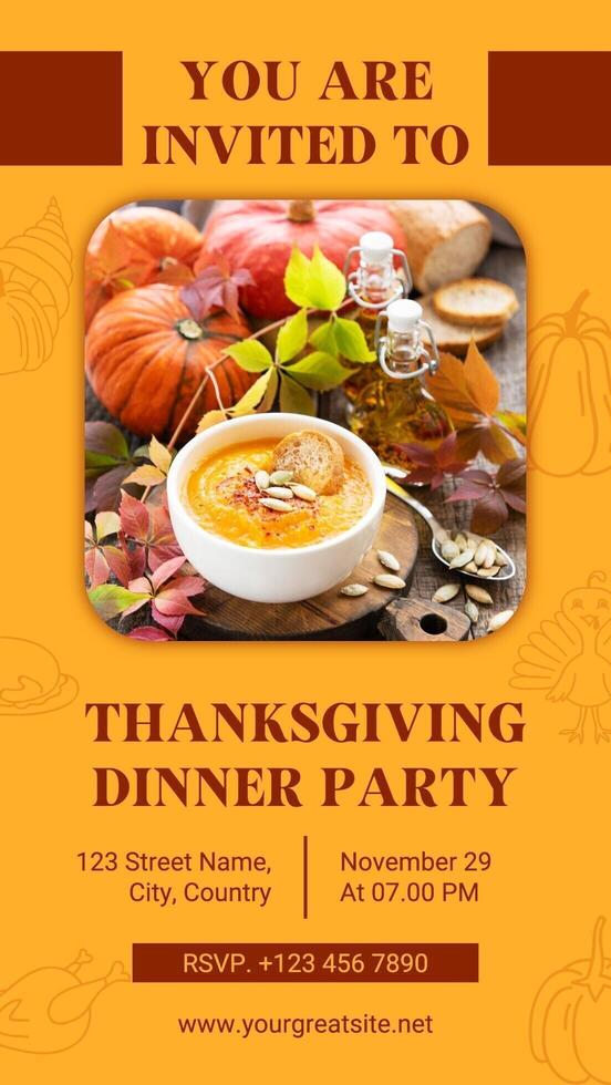 Minimalist Thanksgiving Dinner Party Invitation template