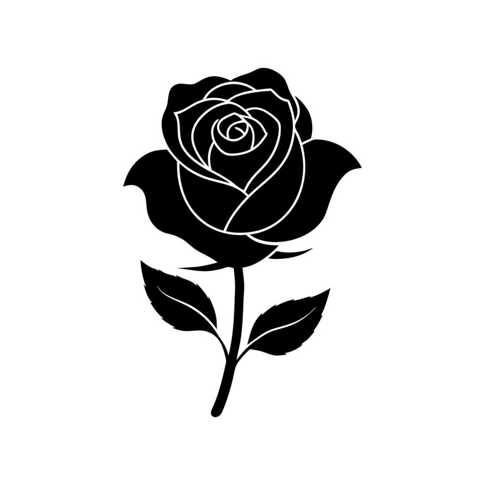 Elegant Rose Silhouette Minimalist Floral Design for Creative Projects vector