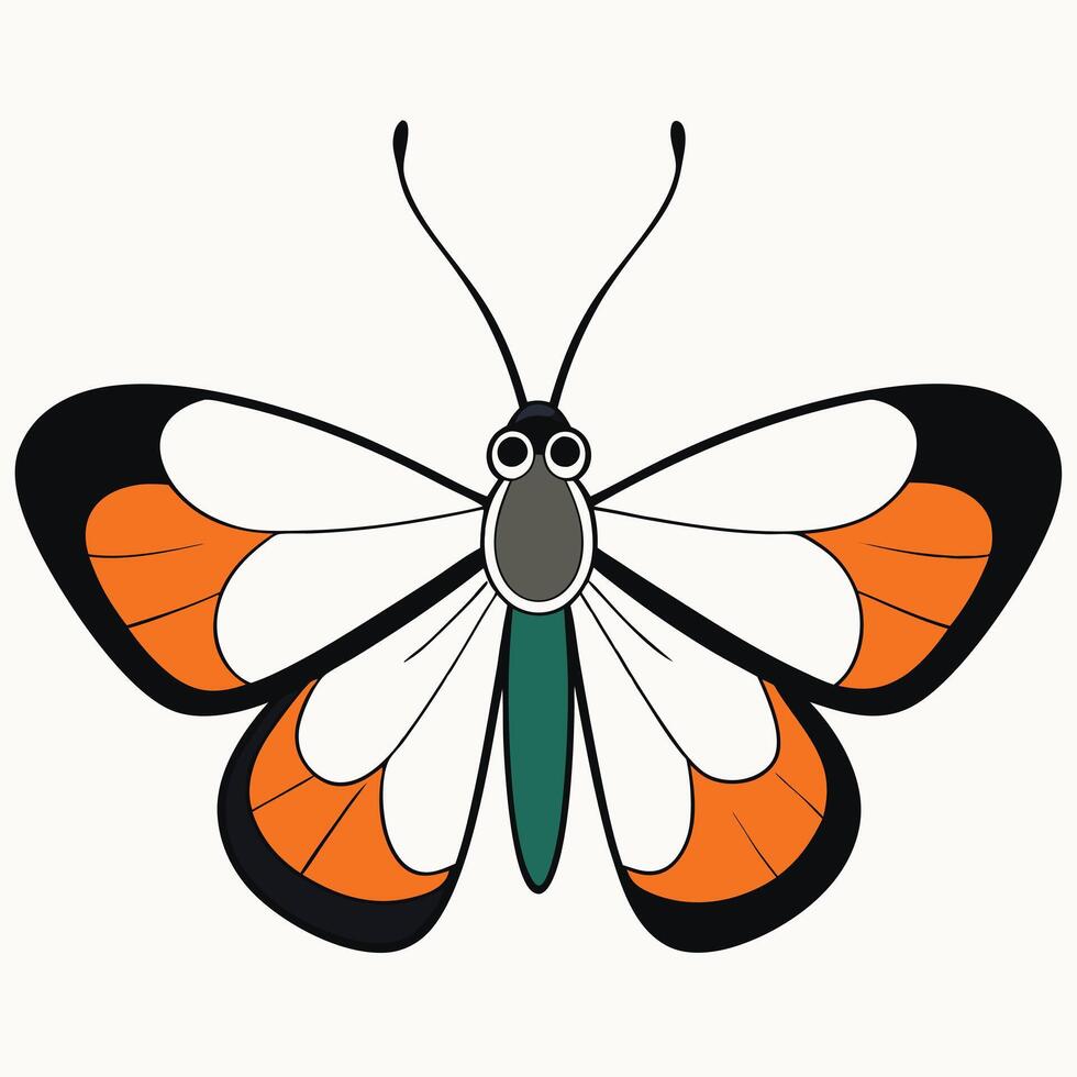 A cartoon butterfly with orange, black and white stripes vector