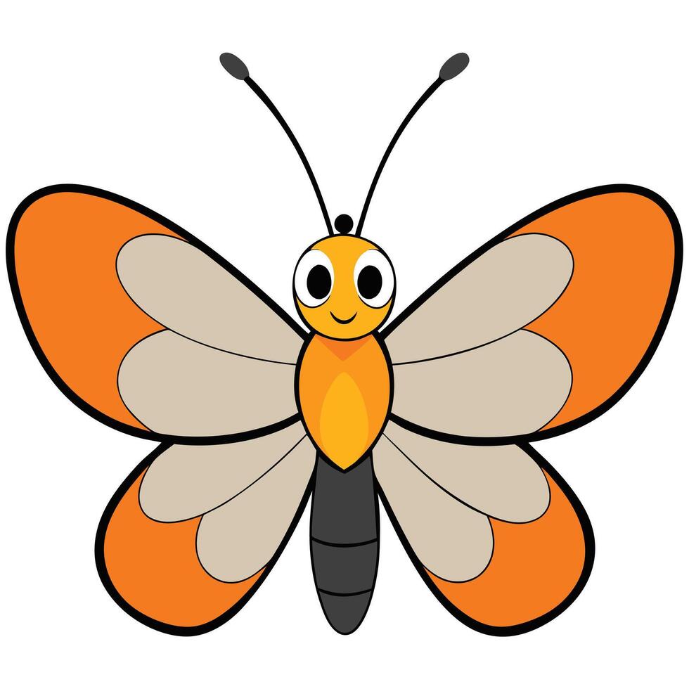 An orange butterfly with black wings and black eyes vector