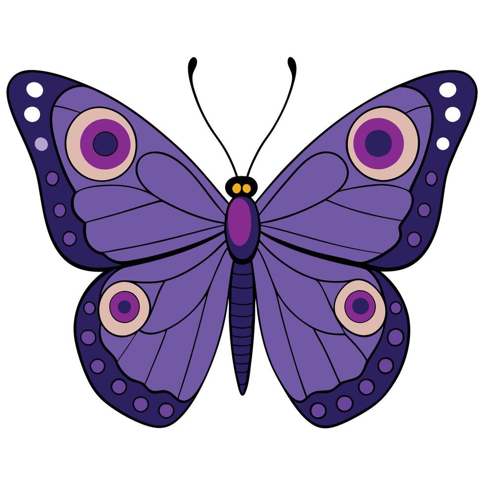 A purple butterfly with large eyes and a white background vector