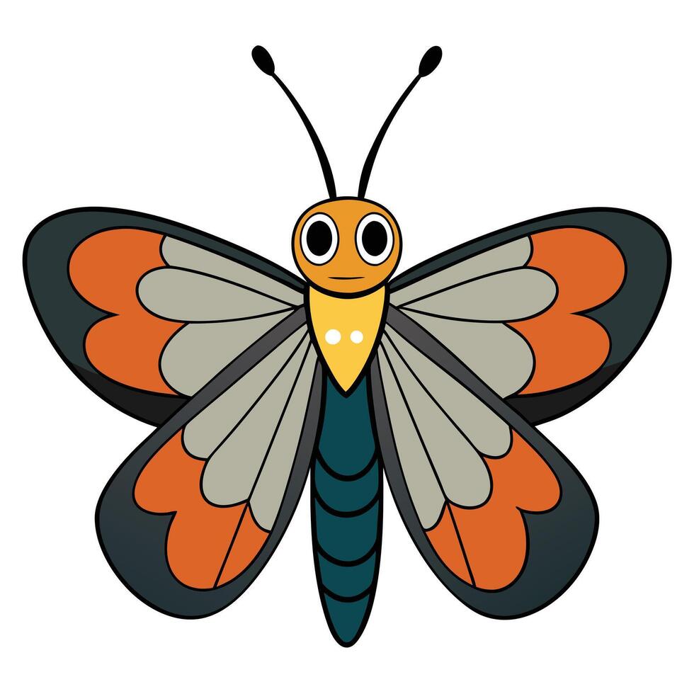 A cartoon butterfly with orange and black wings vector