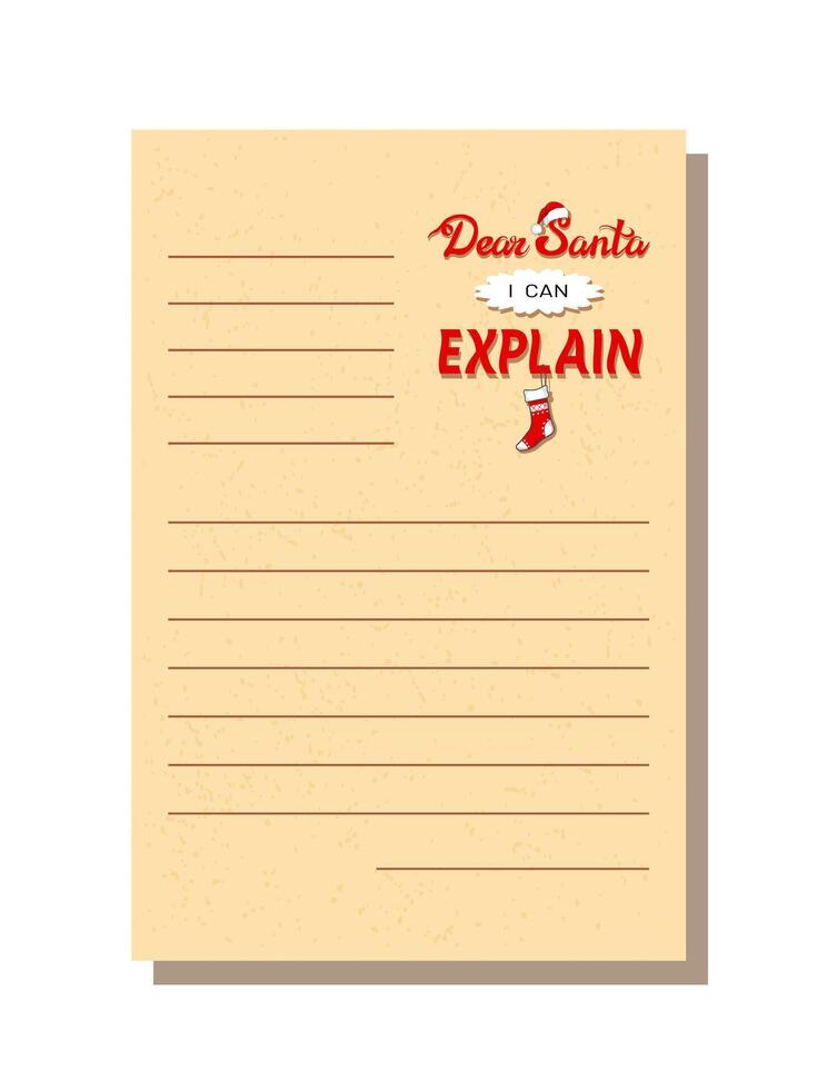 Dear Santa, I Can Explain, Christmas letter vector