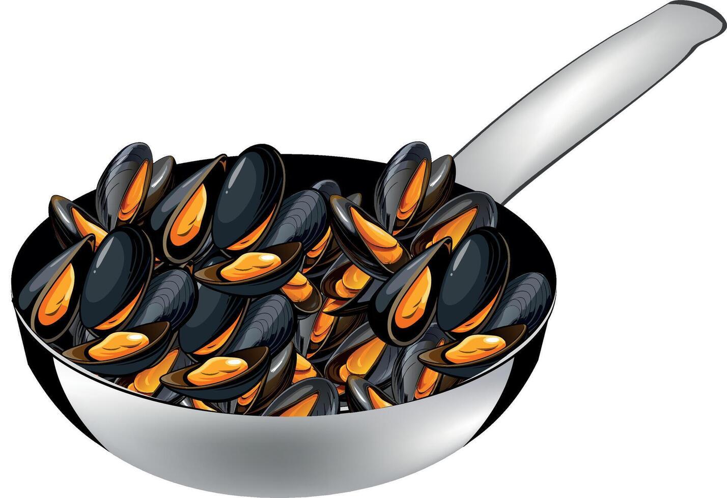 Mussels in a measuring cup vector