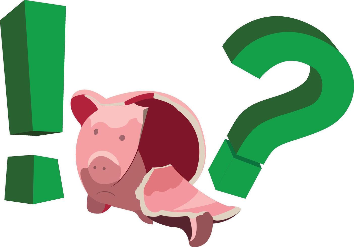 Broken piggy bank showing financial loss and uncertainty vector