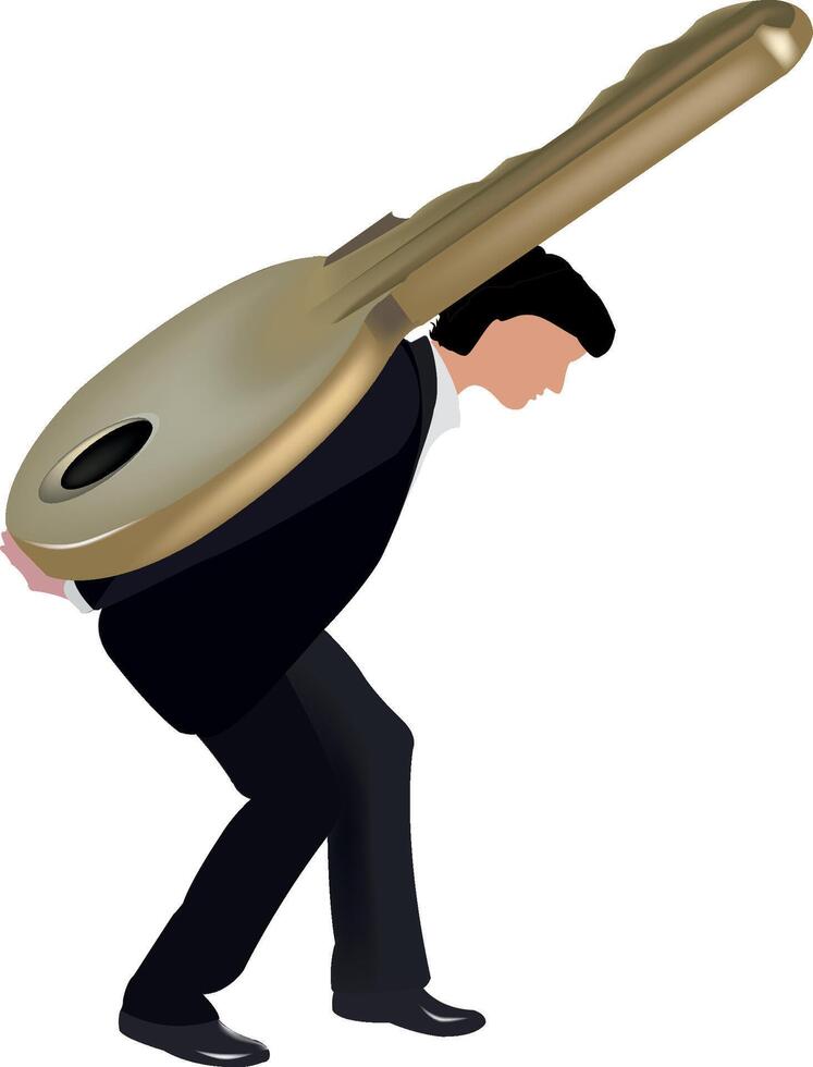 A man carrying a large key on his back vector