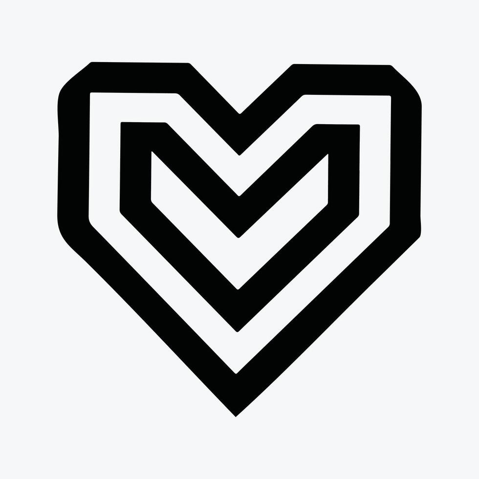 Heart flat style Icon, Love Symbol Valentine's Day isolated on white background vector