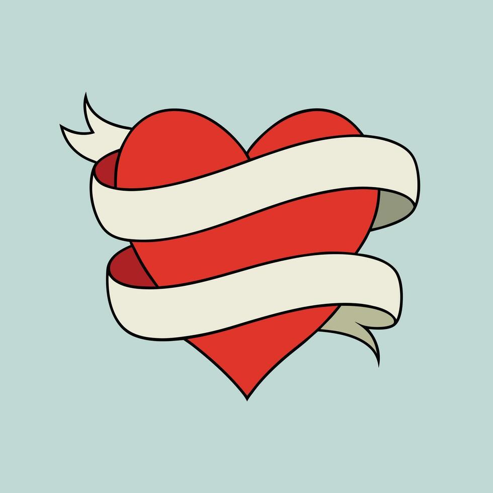 Heart Icon with Ribbon Wrap Stylish and Romantic Graphic. vector