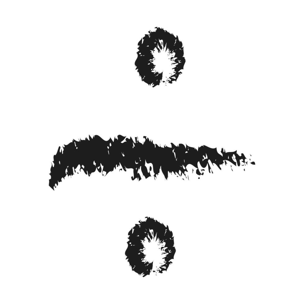 Charcoal division sign. Doodle hand drawn. vector