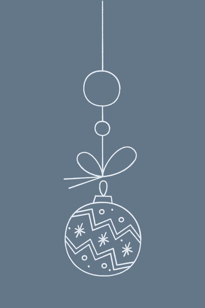 Christmas ball with a zigzag pattern of snowflakes on a string. Color clipart illustration. vector