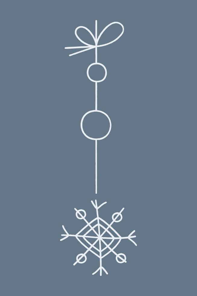 Snowflake with two rhombus on a string. Color clipart illustration. vector