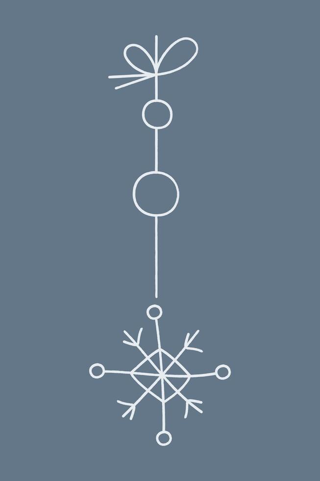 Snowflake with a rhombus on a string. Color clipart illustration. vector
