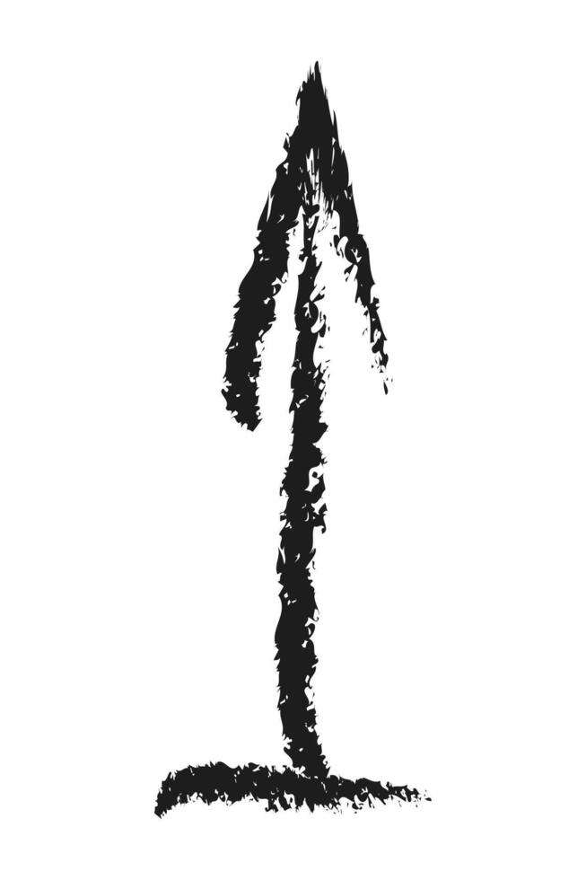 Up arrow with a line at the bottom. Hand drawn charcoal arrow. vector